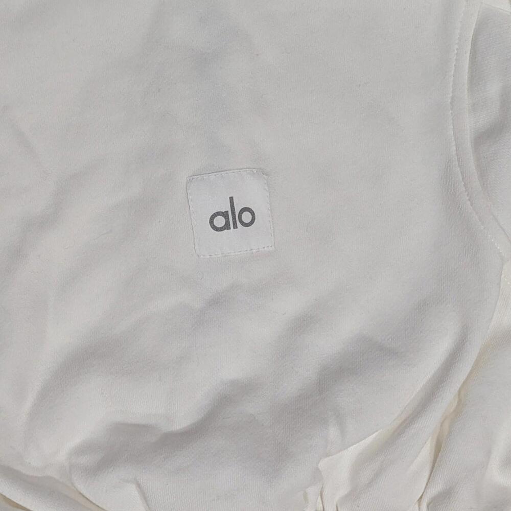 Alo Yoga Sweet Escape Zip Up Hoodie Ivory White Women's Size S Cropped Cotton - Picture 5 of 5